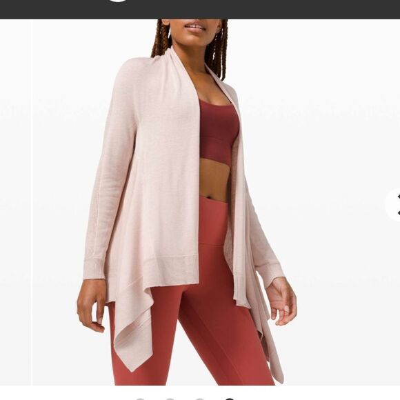 NWT New LULULEMON Cashlu Knit Wrap Sweater Pink Bliss (PBLS) M L - Picture 4 of 5